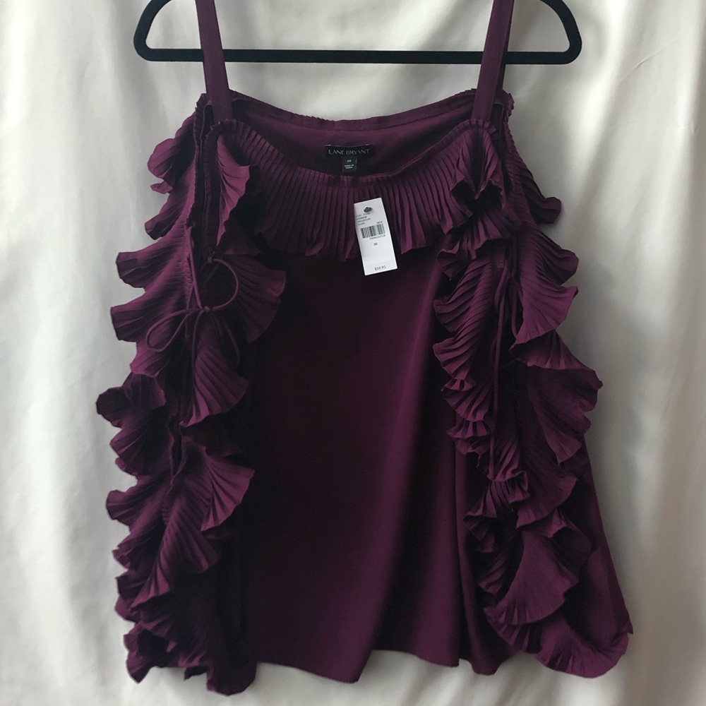 NWT Lane Bryant Plum Ruffle Cold Shoulder Top